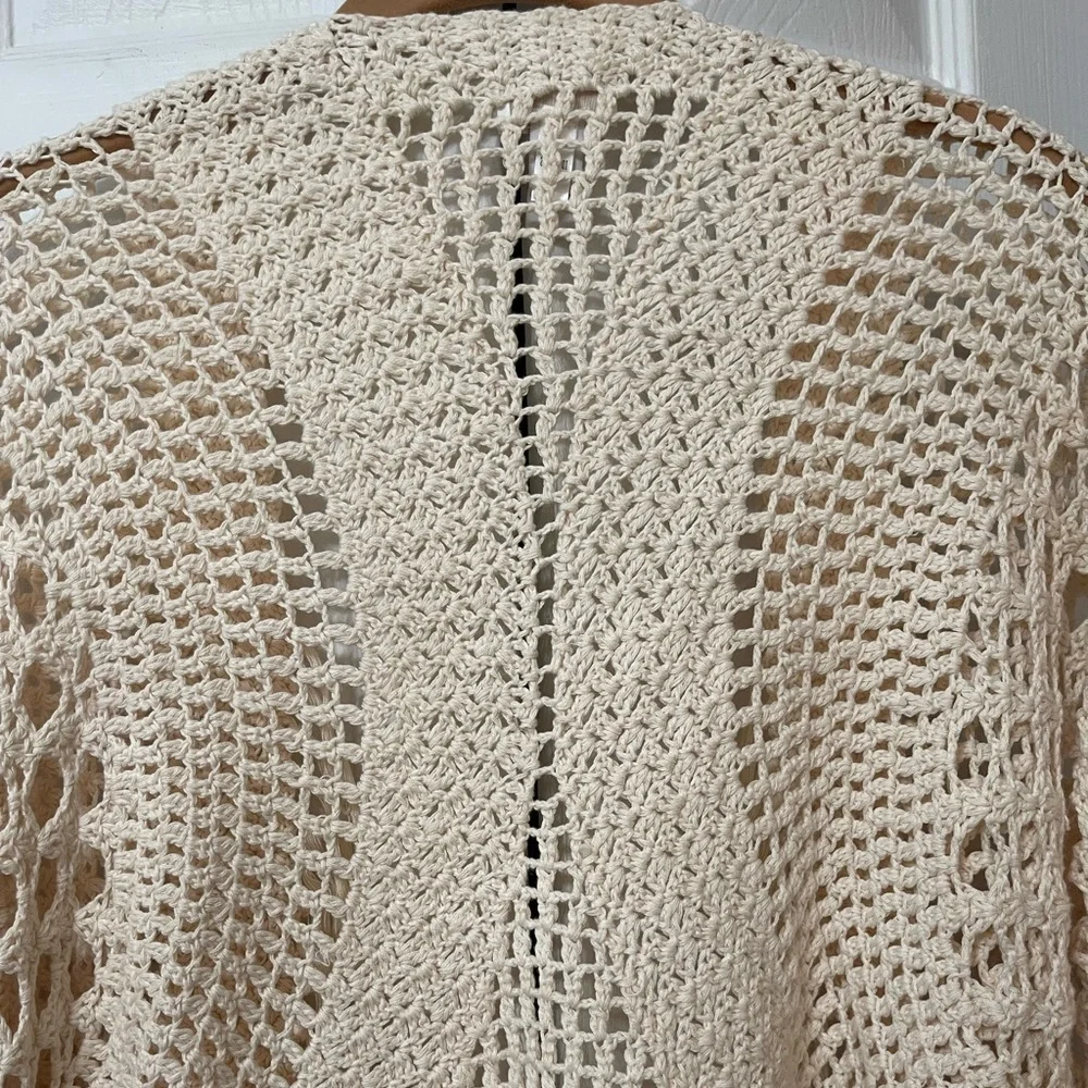 Chico’s Knitted Crochet Bohemian Prairie Cottage Core Cardigan Sz S Chico Sz 0 - Picture 5 of 7